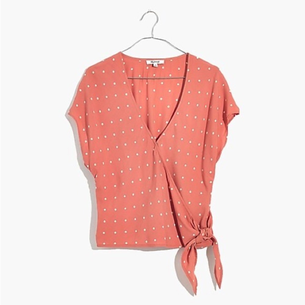 Sash-Tie Wrap Top in Polka Dot